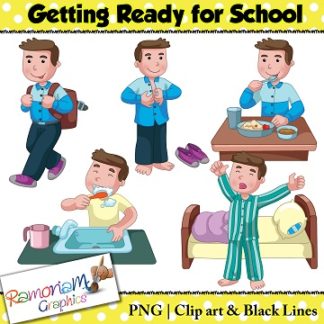 Getting Ready For School Sequencing Clip Art Kids Approved