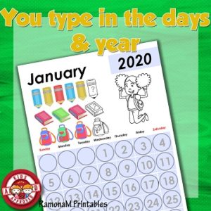 Calendar Printable EDITABLE for Kids with Activities – Kids Approved