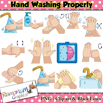 children hand washing clip art