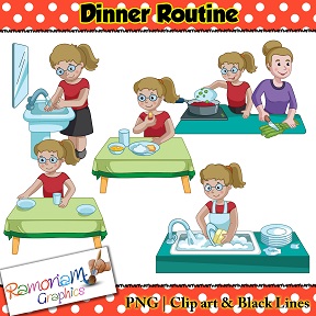 Dinner Routine Sequencing Clip art