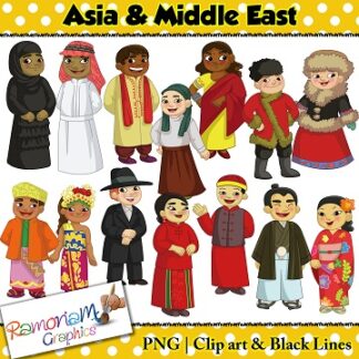 Children of the World clip art Asia and Middle East
