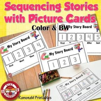 Sequencing stories with picture cards for kids