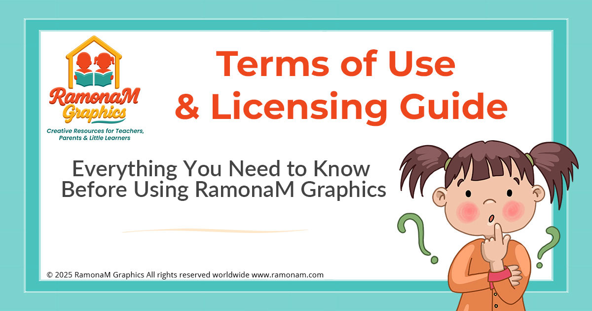 Terms of Use and Licensing Guide for RamonaM Graphics – how to legally use clip art, fonts, and printables